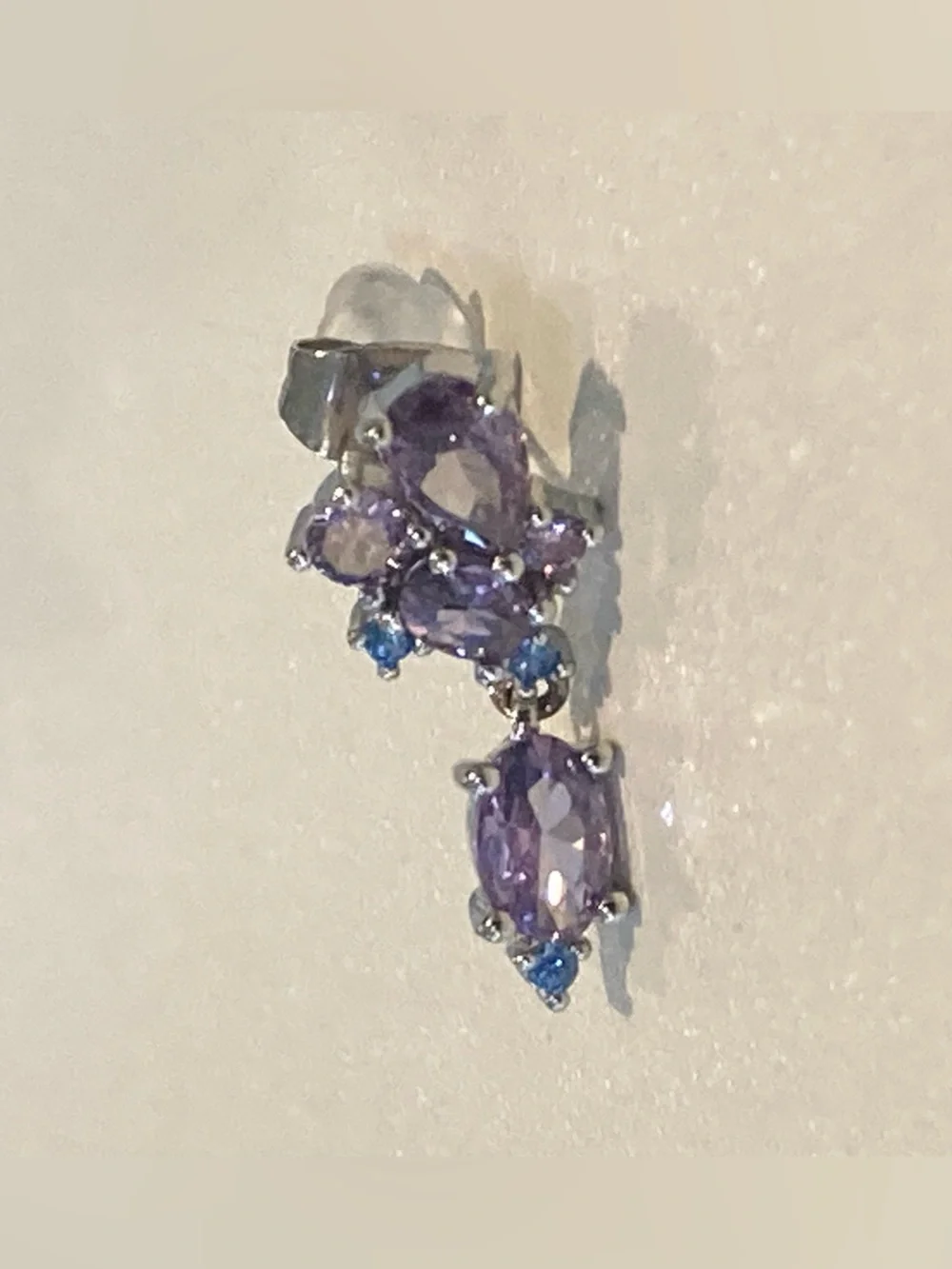New! Purple CZ Drop Earrings - Sparkling Teardrop & Oval Design